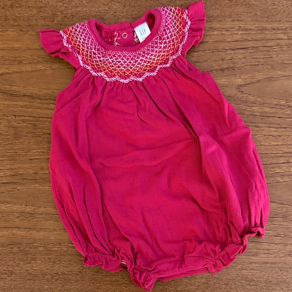 GAP Pink Newborn Romper with Textured Design